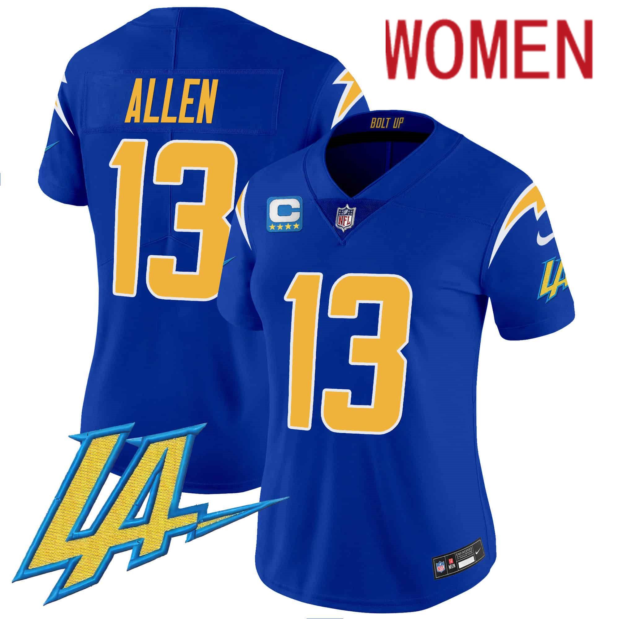 Women Los Angeles Chargers 13 Allen Blue 2024 Nike Vapor Limited NFL Jersey